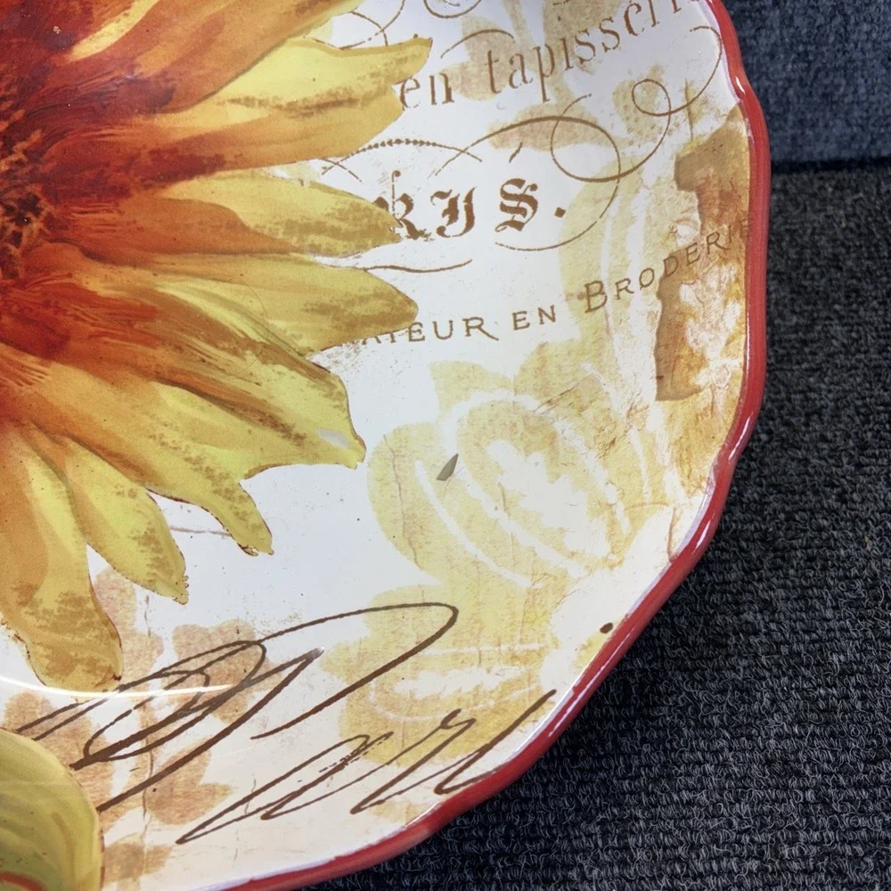 Certified International~Paris Sunflower Ceramic Pasta Serving Bowl~13
